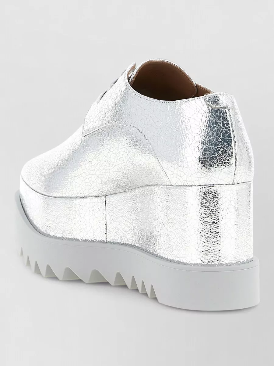 Stella Mccartney Elyse Lace Up Wedge Brogues Oxford Shoes In Silver