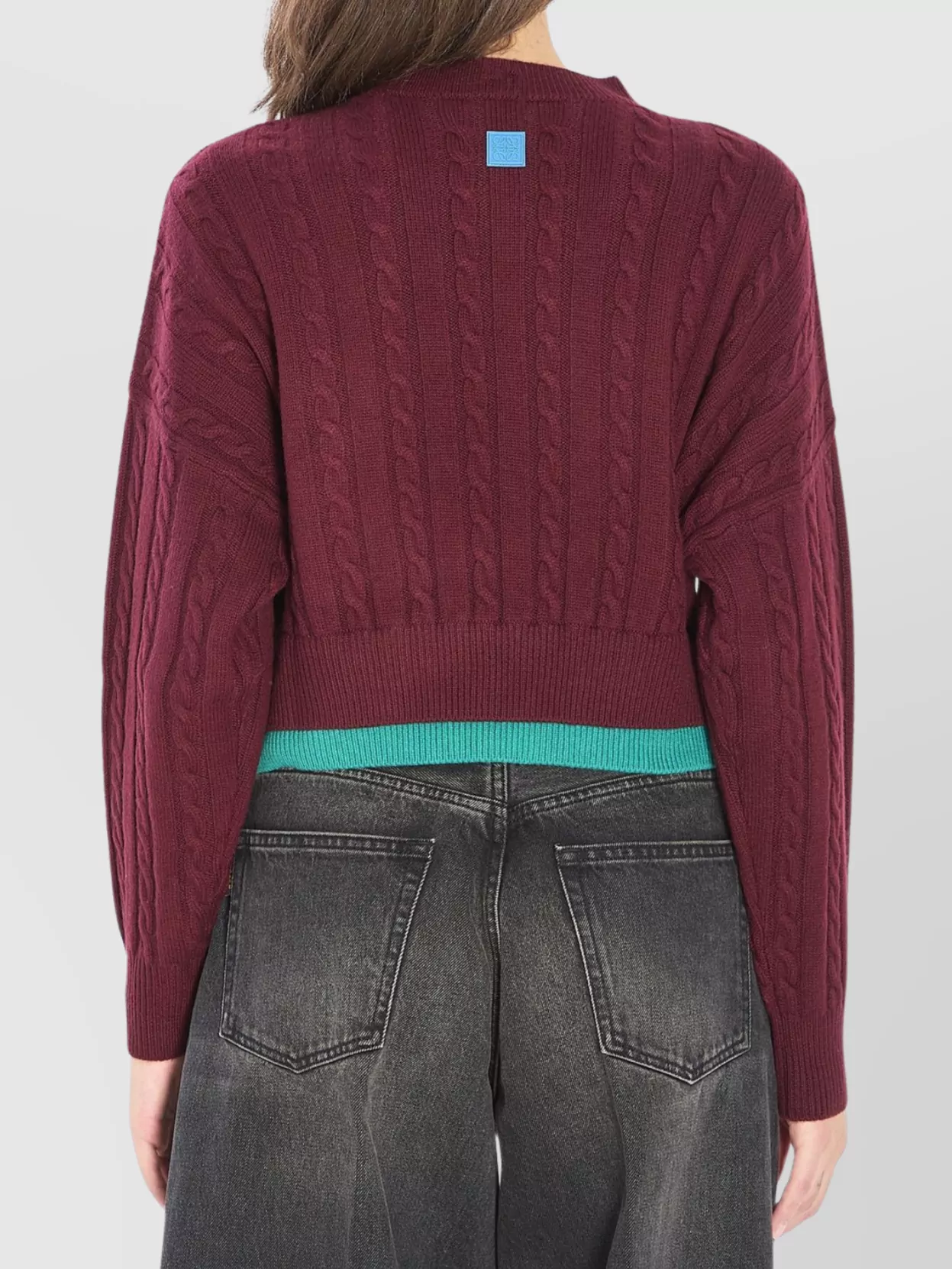Loewe Cropped Sweater With Geometric Cable Knit Design