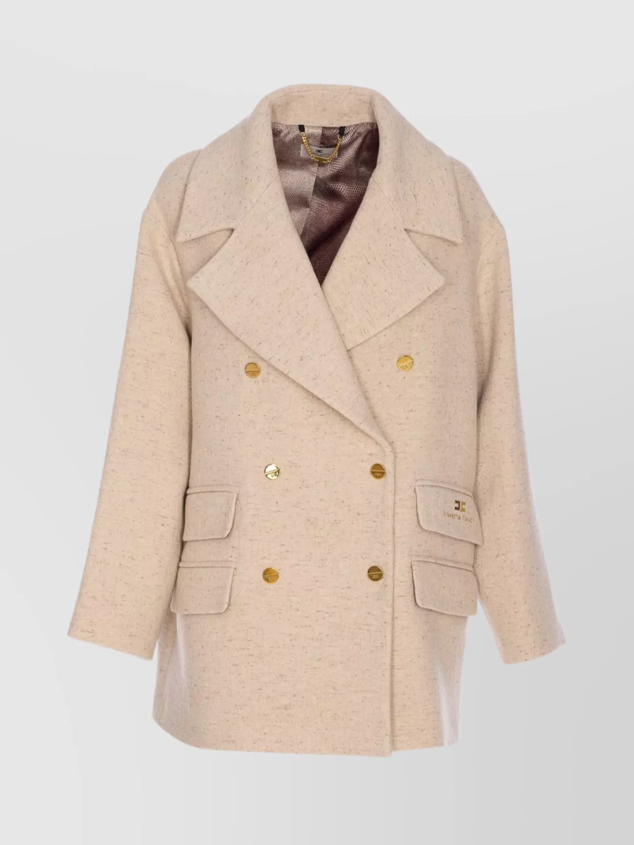 Elisabetta Franchi Double-breasted Coat Coats And Trench Coats White In Pink