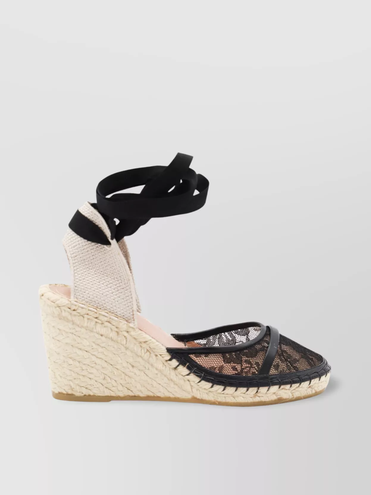 MALONE SOULIERS LACE WEDGE ESPADRILLES WITH ESPADRILLE SOLE