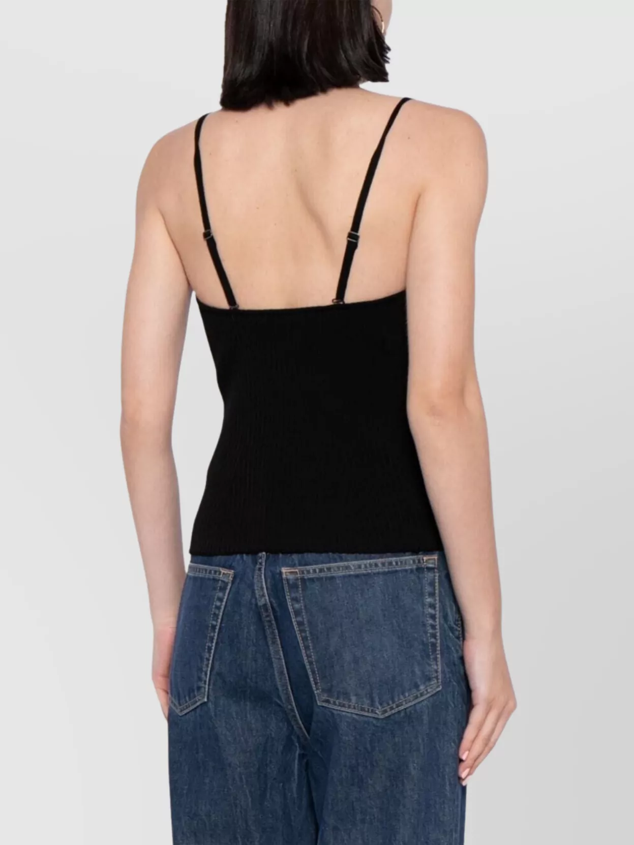 Emporio Armani Fitted Ribbed Knit Top With Spaghetti Straps