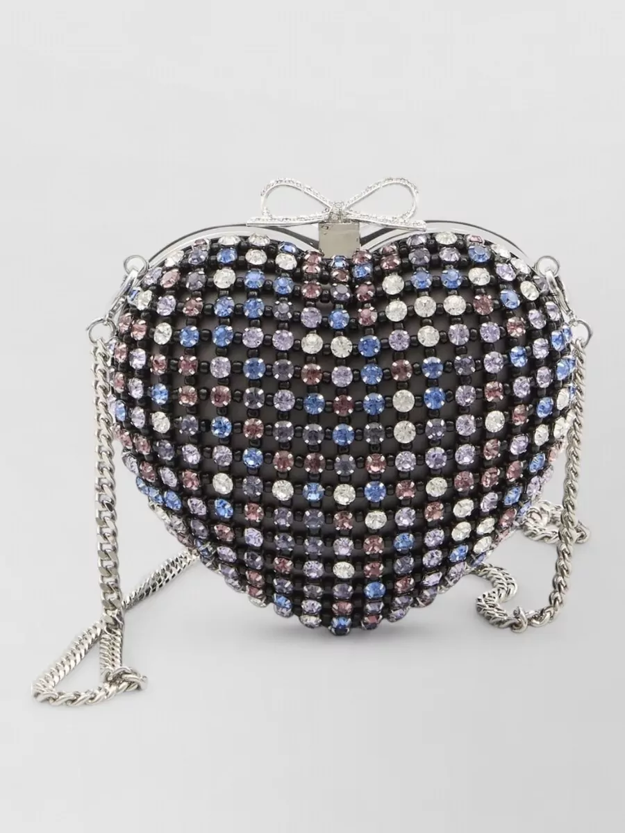 Self-Portrait diamante mini crystal-embellished heart clutch