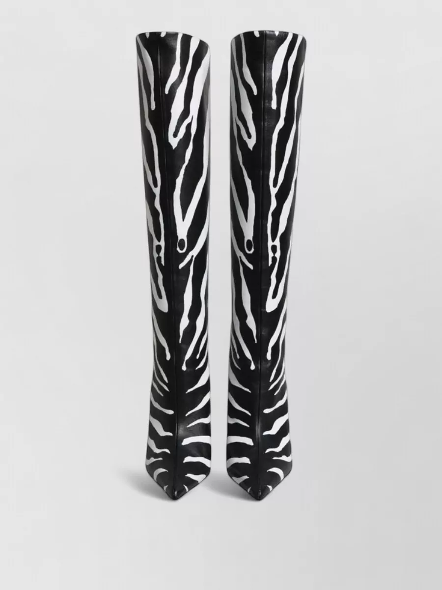 Dolce&Gabbana leather zebra-print knee-high stiletto boots