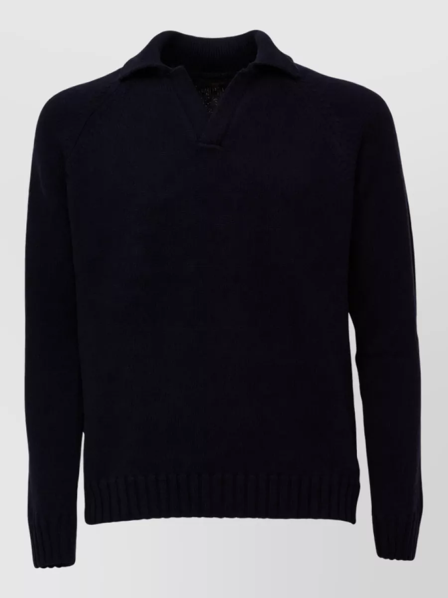 Zanone wool knitted v polo sweater