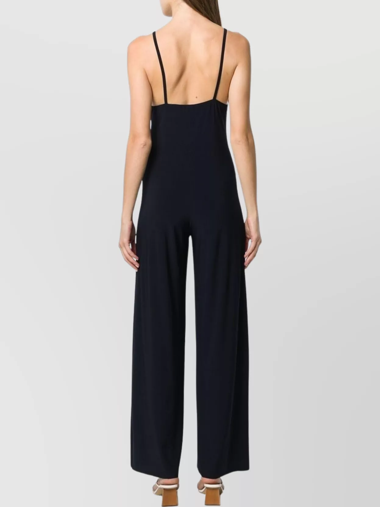 Norma Kamali Backless V-neck Wide-leg Jumpsuit In Black