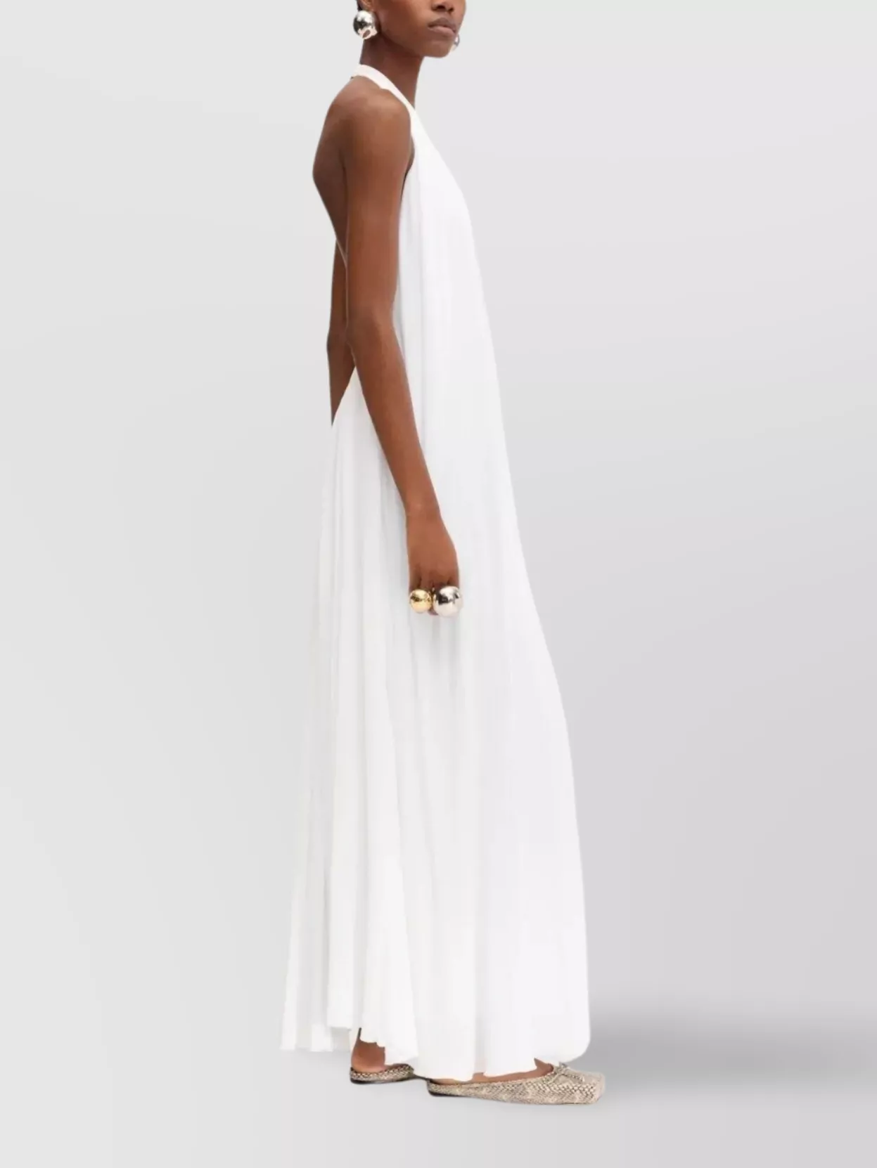 Jacquemus Norma Open-back Gathered Crepe Maxi Dress
