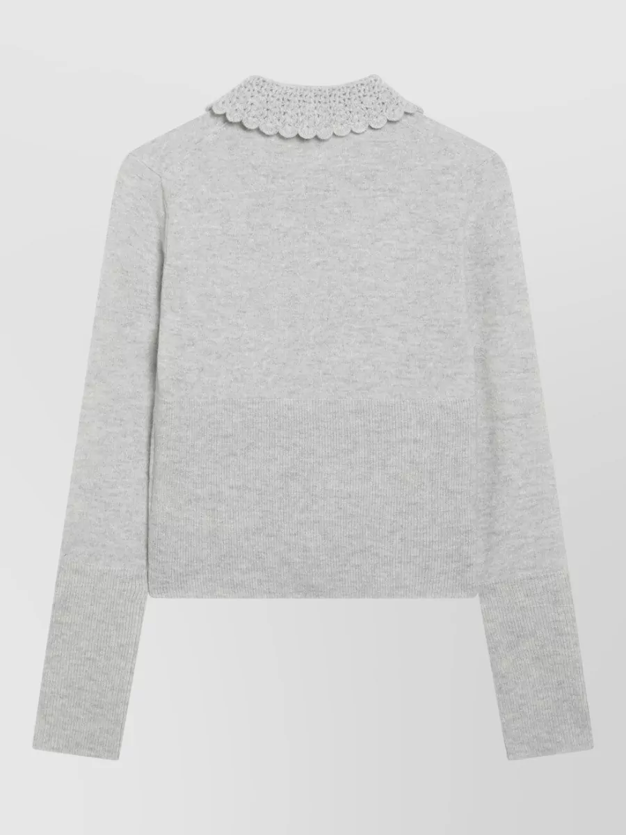 Chloé Fine-Knit Wool Fitted Collared Cardigan