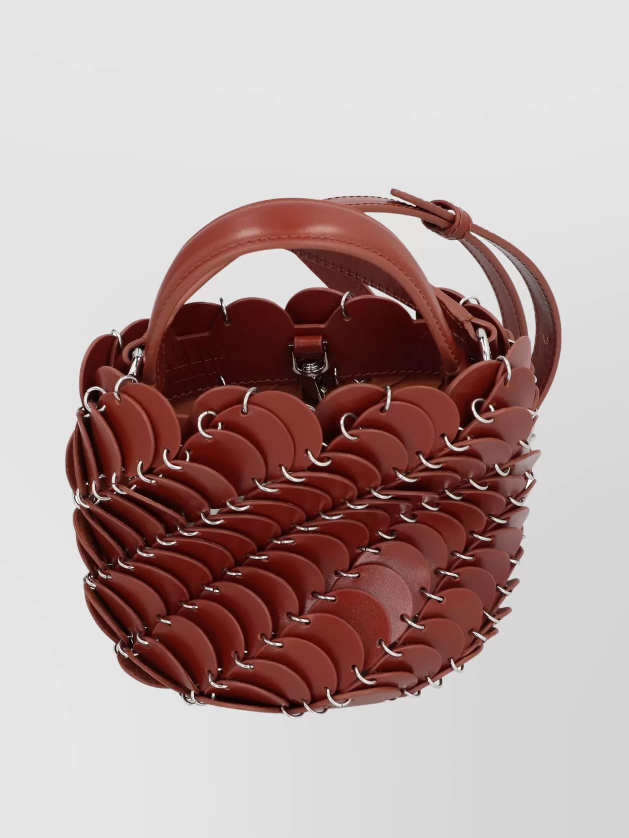 Rabanne Small Scalloped Leather Bucket Bag