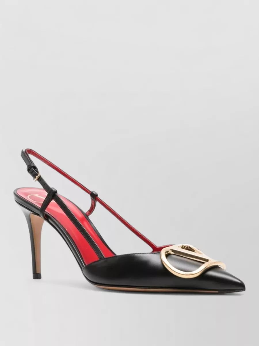 Valentino Garavani leather logo-embellished pointed-toe pumps