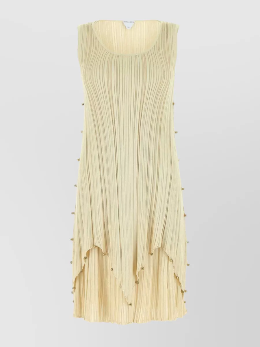 Shop Bottega Veneta Asymmetric Pleated Layered Dress In Yellow