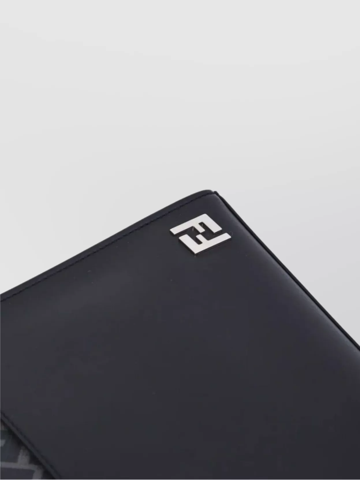 Fendi Leather And Canvas Ff Squared Clutch Bags In Black