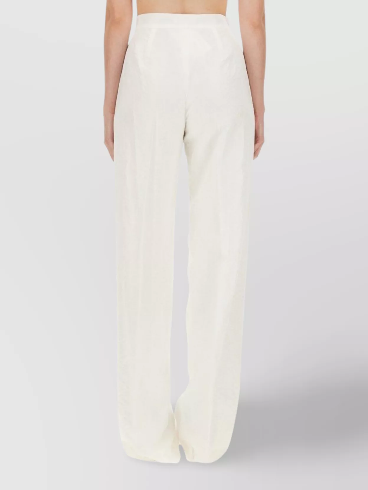 Max Mara High Waist Wide Leg Trousers In White