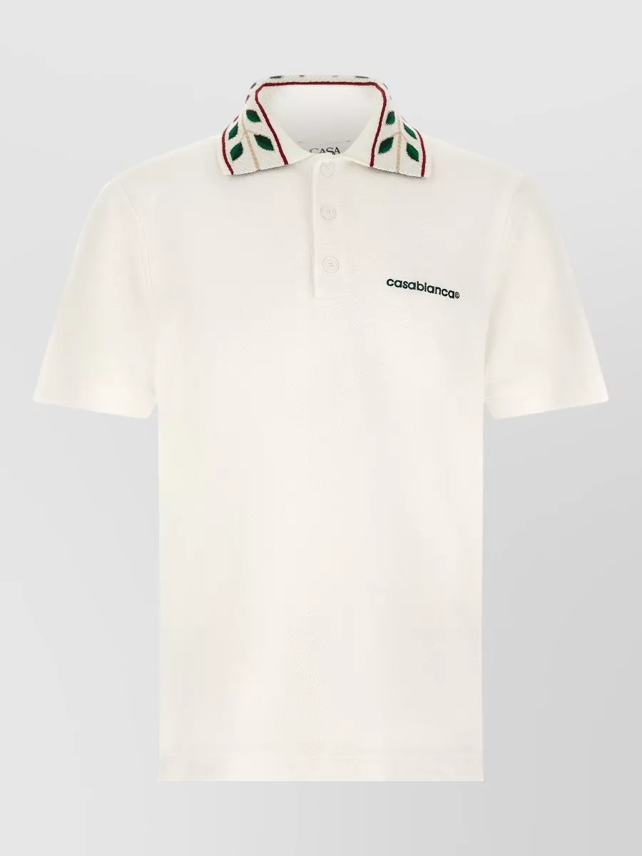 Casablanca organic cotton piqué laurel short-sleeve polo shirt