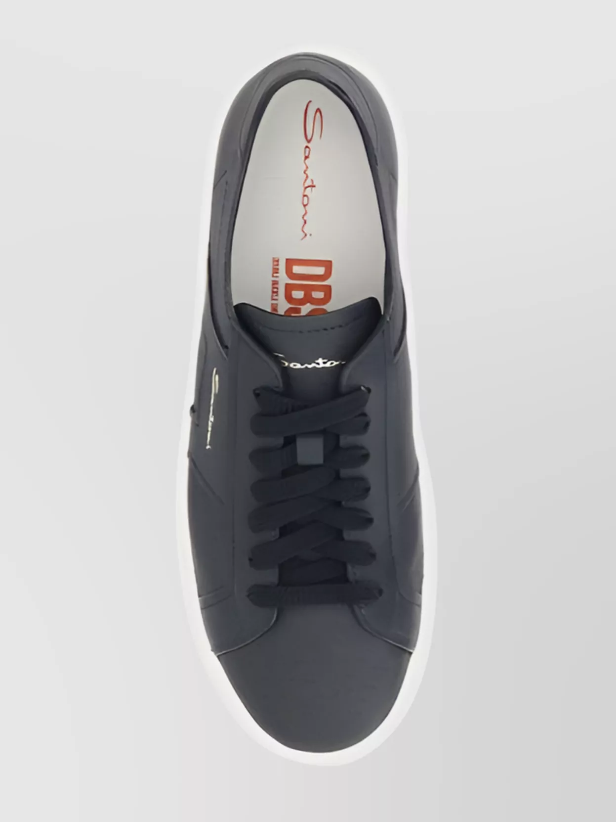 SANTONI FLAT SOLE MONOGRAM LEATHER SNEAKERS ROUND TOE