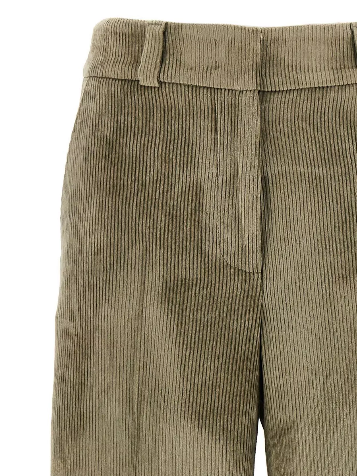 Peserico Wide Leg Corduroy Trousers With Belt Loops In Green