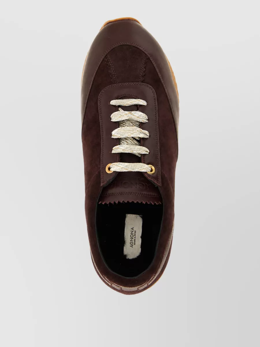 Agnona Suede Leather Lace-Up Sneakers