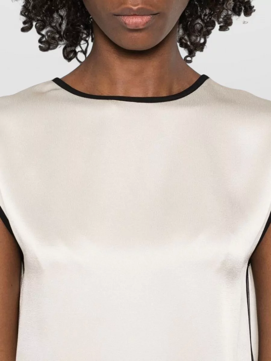 Forte Forte Round Neck Top Contrast Trim V Back