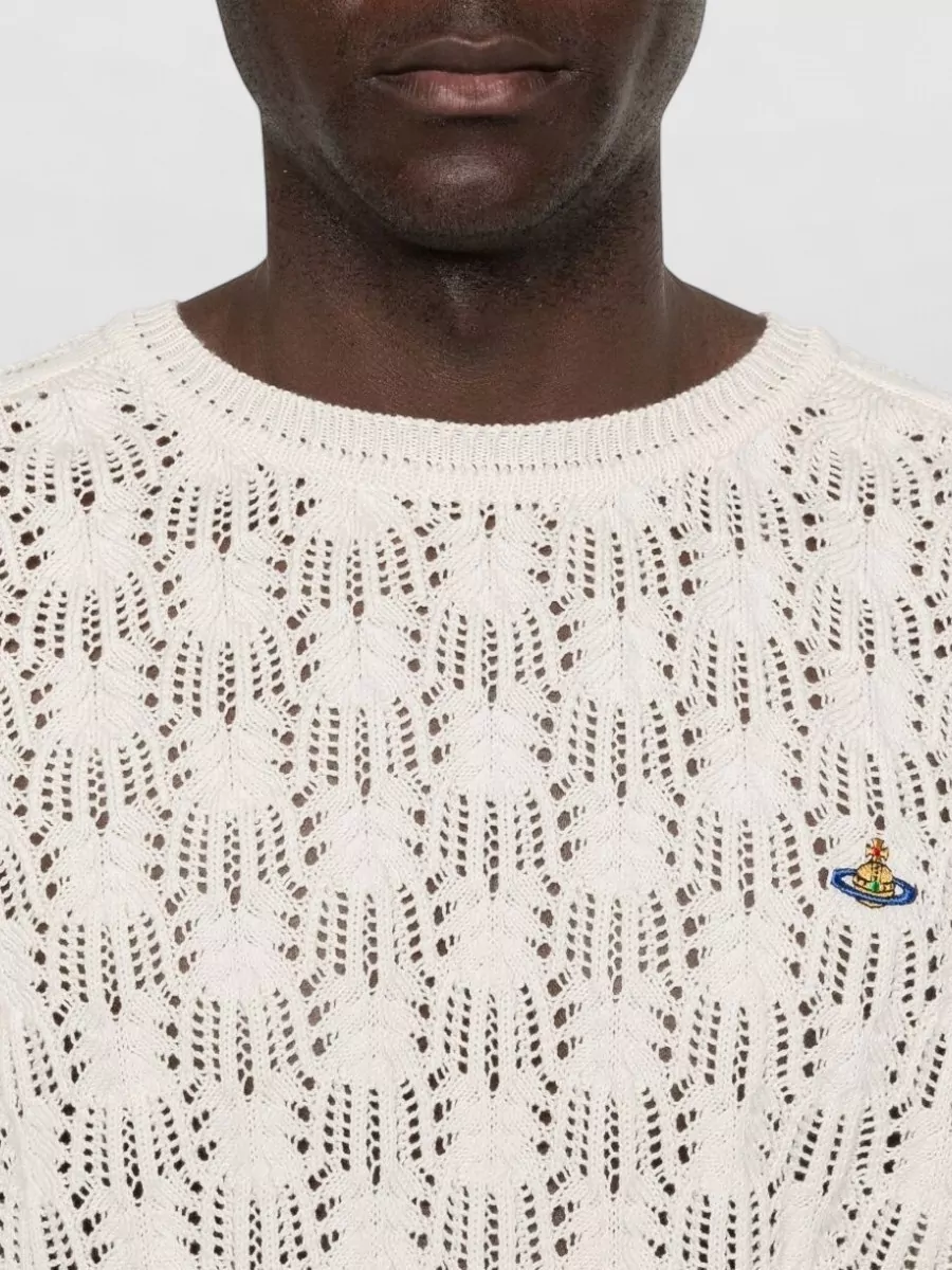 Vivienne Westwood Openwork Knit Logo-Intarsia Crewneck Jumper
