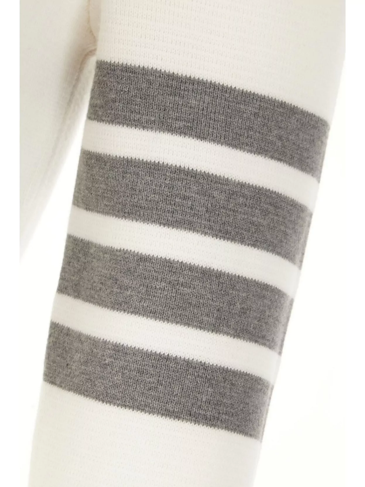 Thom Browne Cotton Crew Neck Sweater With Striped Arm In Neutral