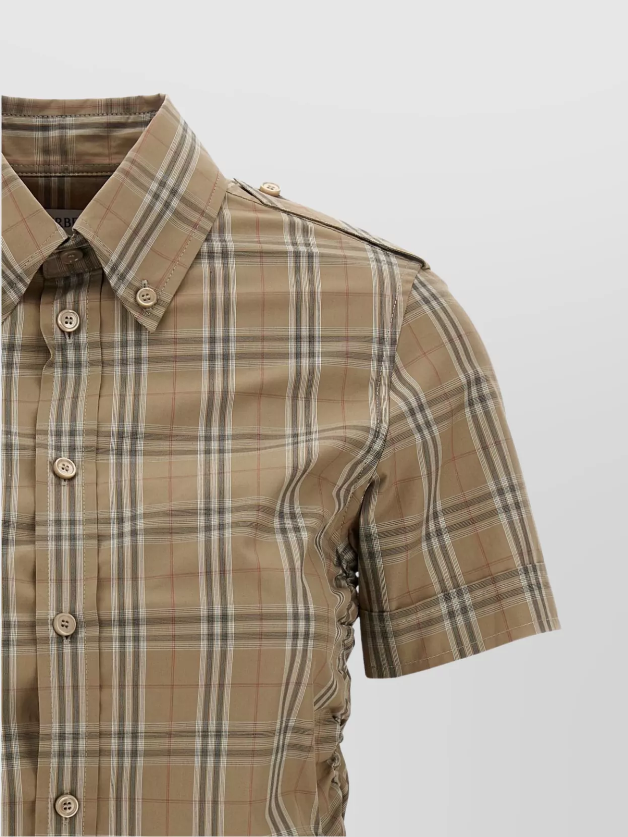 Burberry Check Shirt With Short Sleeves And Adjustable Side Ties