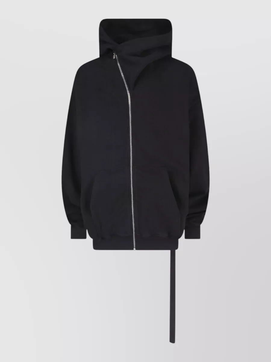 Rick Owens Drkshdw cotton oversized asymmetric zip funnel neck hooded jacket