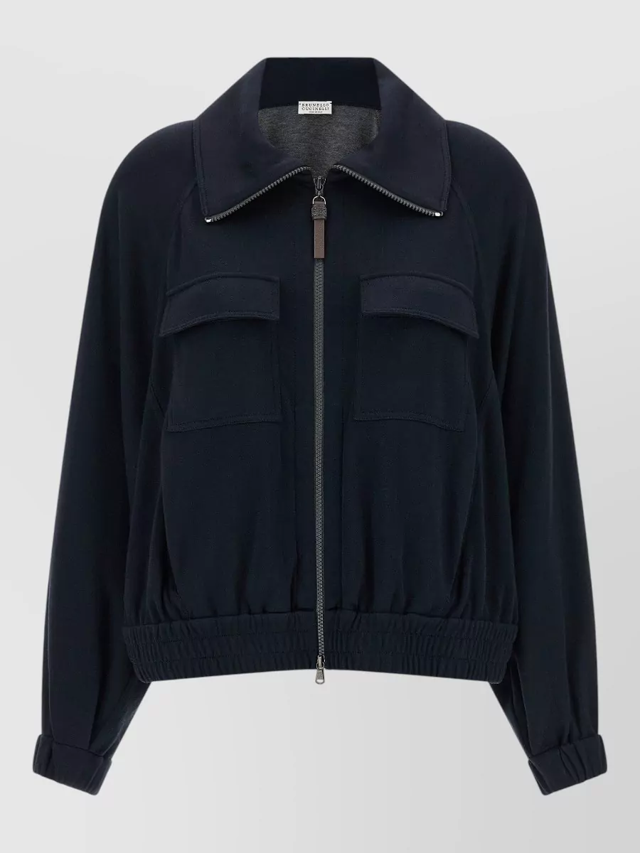 Brunello Cucinelli cotton silk high neck zip sweatshirt