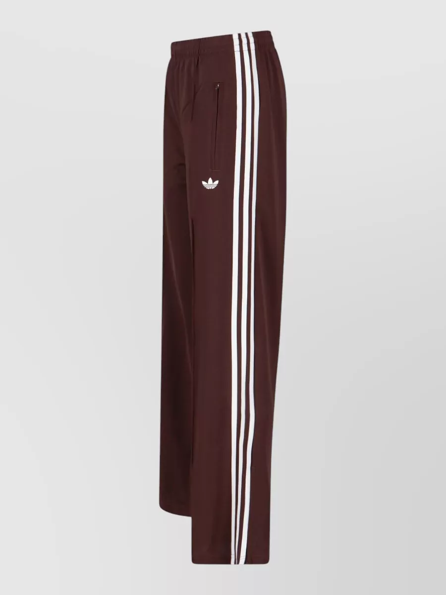 Adidas Trousers Elastic Waistband Side Stripes Zippered Pocket