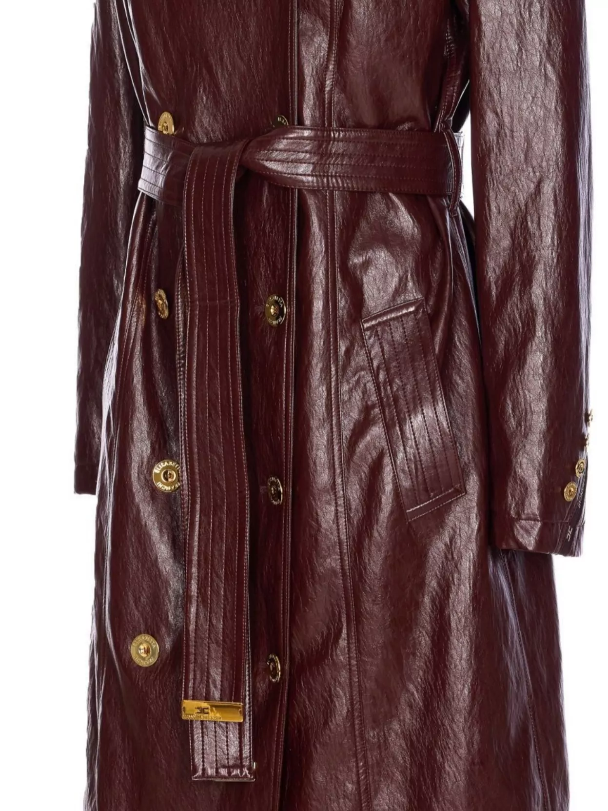 Elisabetta Franchi Double-breasted Coat With Epaulettes And Pockets In Multi