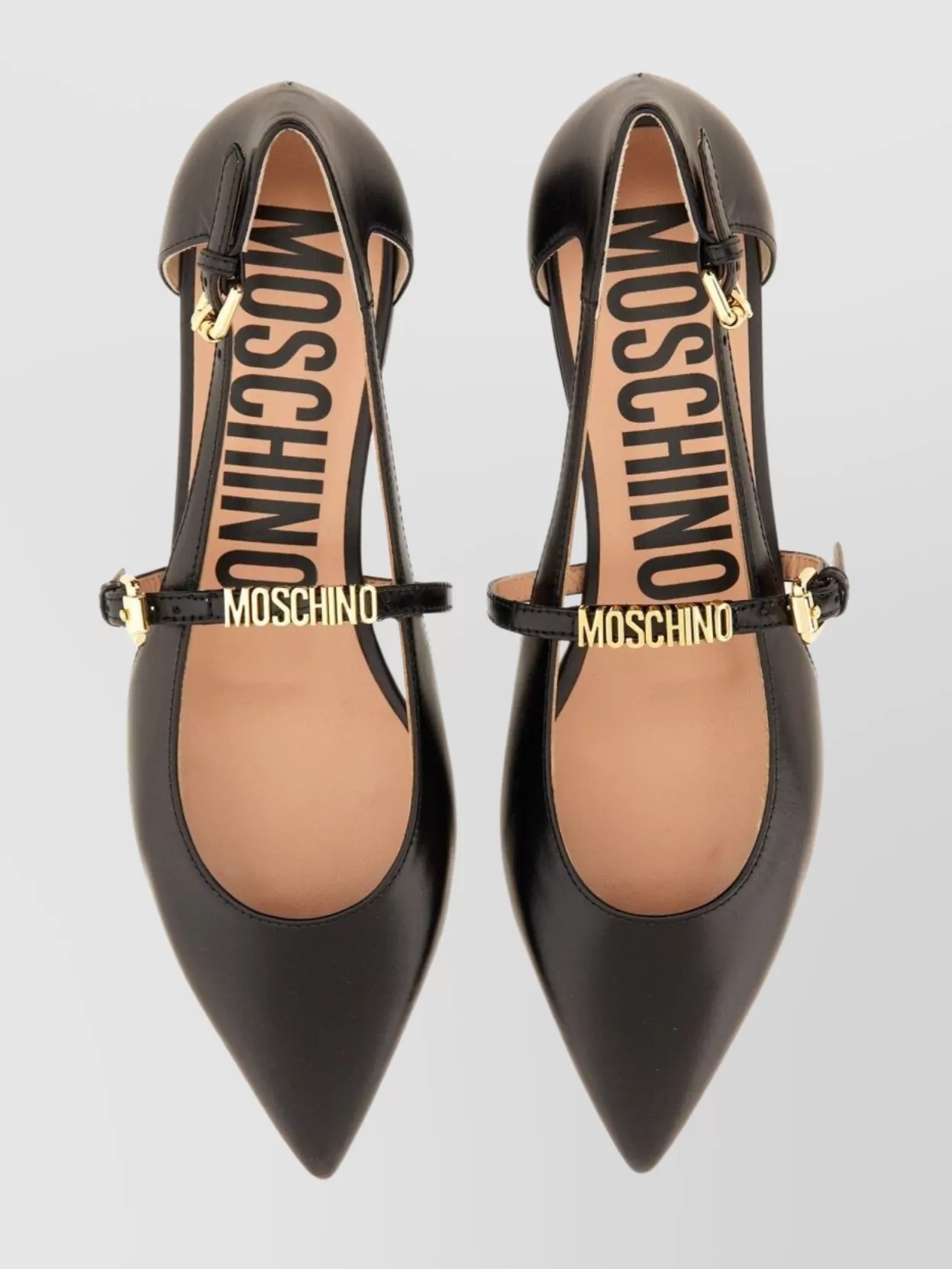 Moschino Pointed Toe Strappy Ballerina
