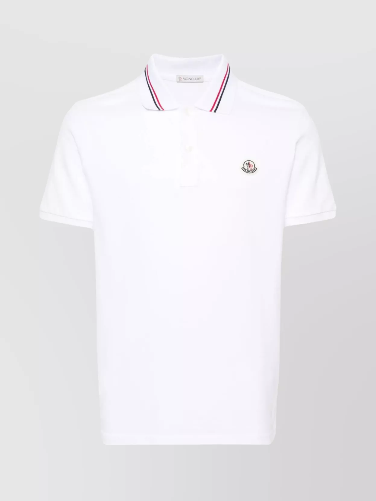Shop Moncler Striped Trim Polo With Ribbed Collar