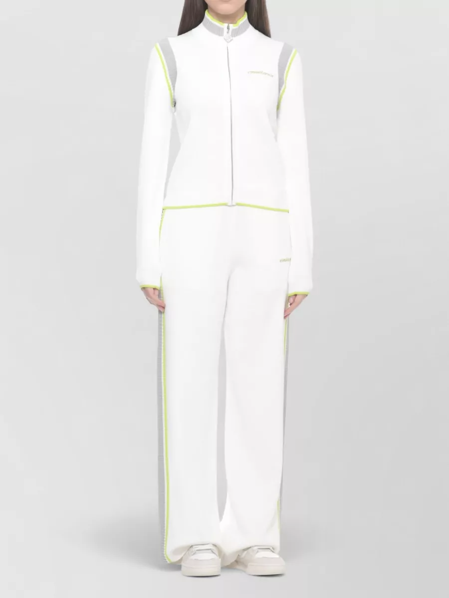 Casablanca Ribbed Zip Up High Neck Jacket