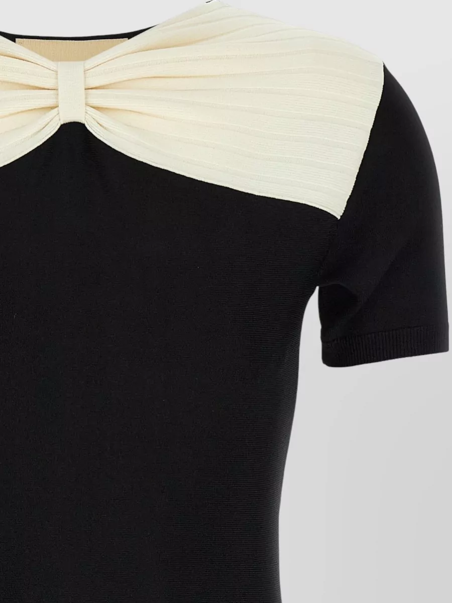 Valentino Garavani Bow Detail Dress Contrasting Yoke Design