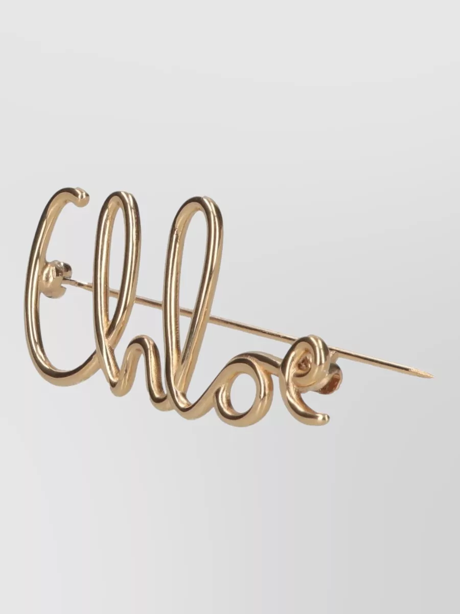 Chloé Script Logo Metal Brooch Pin Design