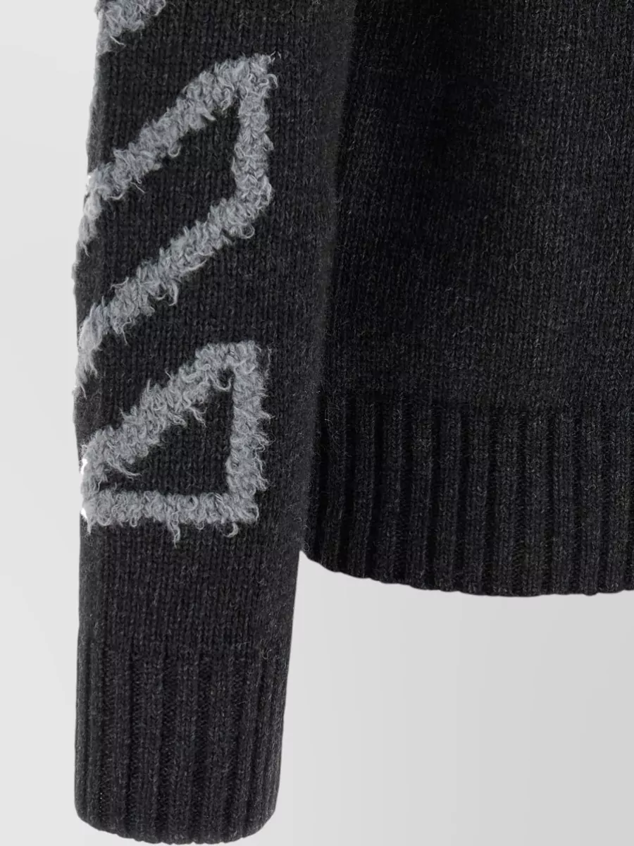 Off-White Wool Fuzzy Intarsia Jumper