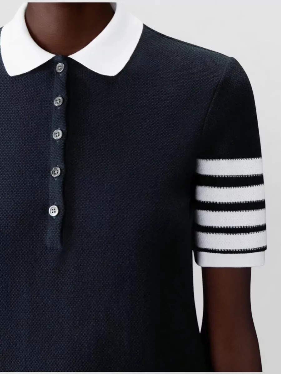 Thom Browne Cotton Piqué Polo Dress Striped Sleeves