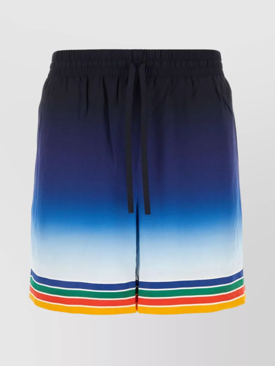 Shop Casablanca Unique Print Silk Swim Shorts In Blue