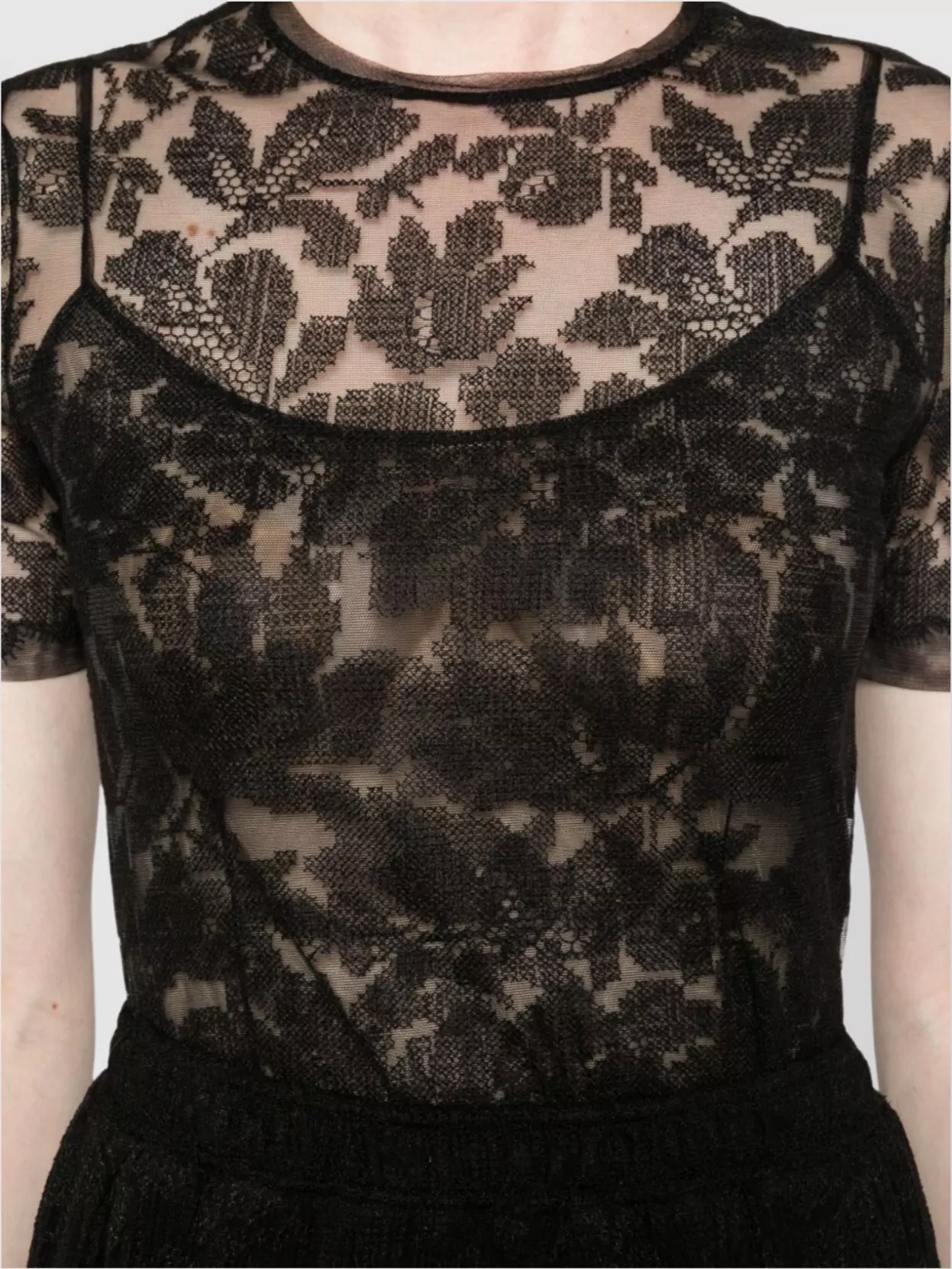 Ermanno Scervino Floral Lace Short Sleeve Top