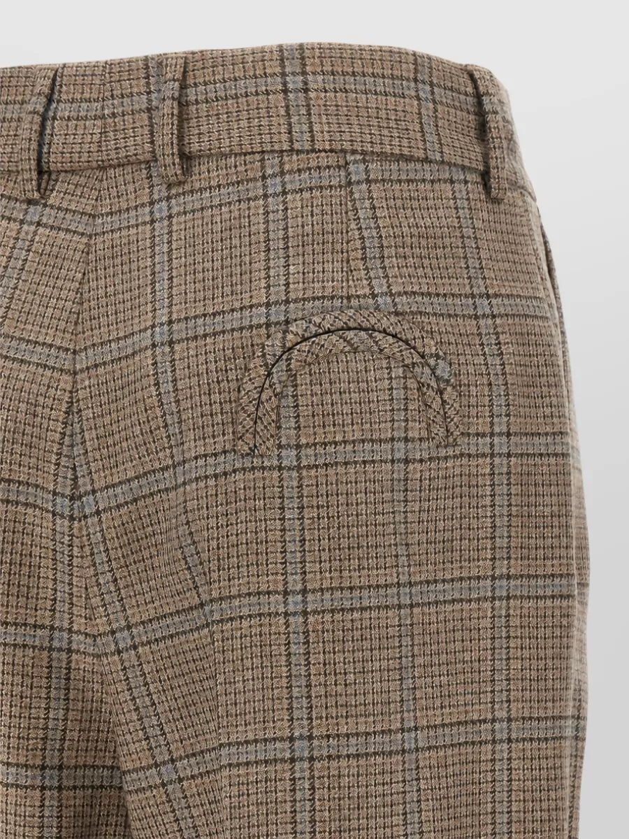 Blazé Milano Virgin Wool Checked High-Rise Pleated Straight-Leg Suit Trousers