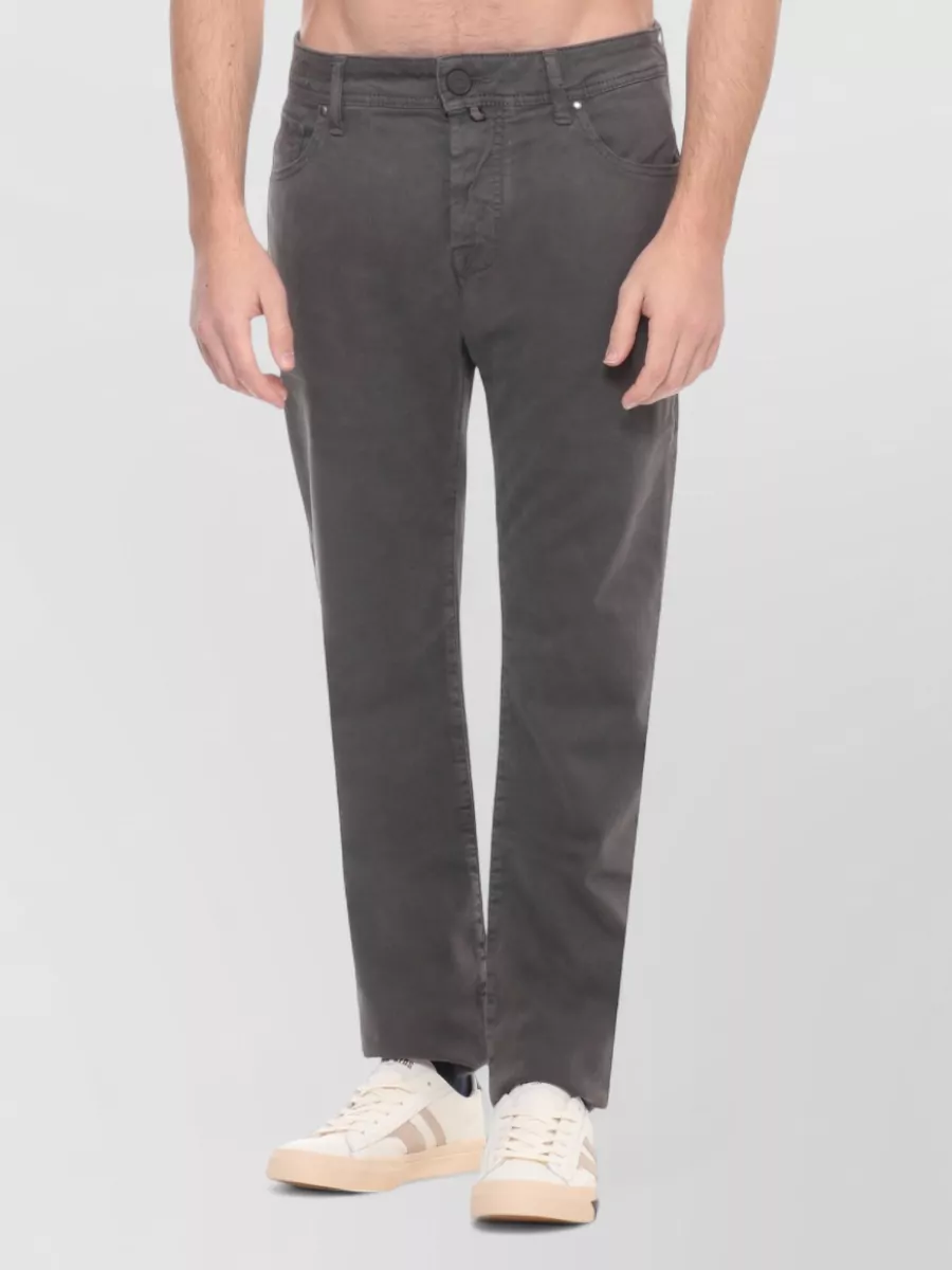 Jacob Cohen Mens Straight Cotton Trousers Handkerchief Detail