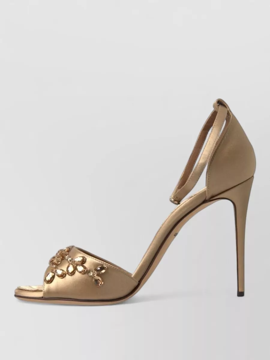 Dolce&Gabbana Silk Crystal Embellished Ankle Strap Sandals
