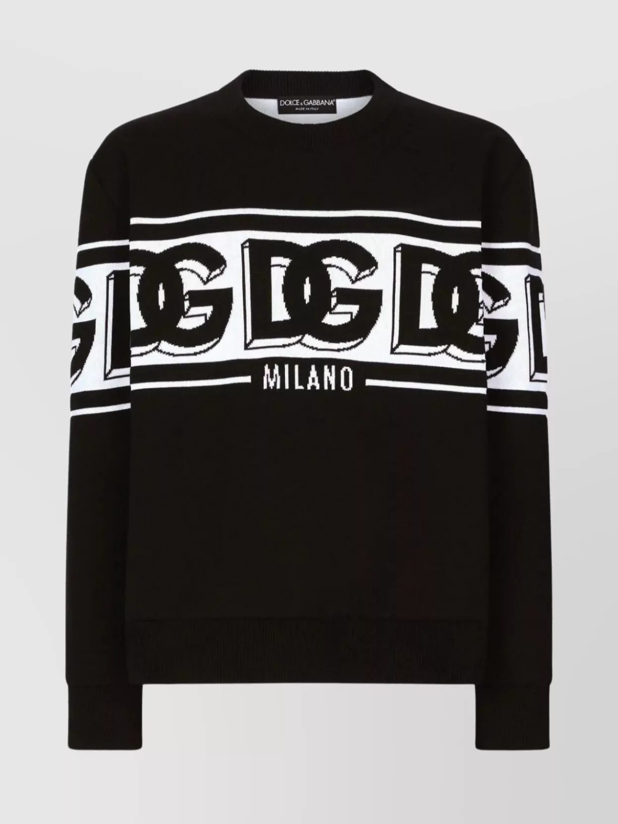 Shop Dolce & Gabbana Oversize Ribbed Logo Sweater In Black