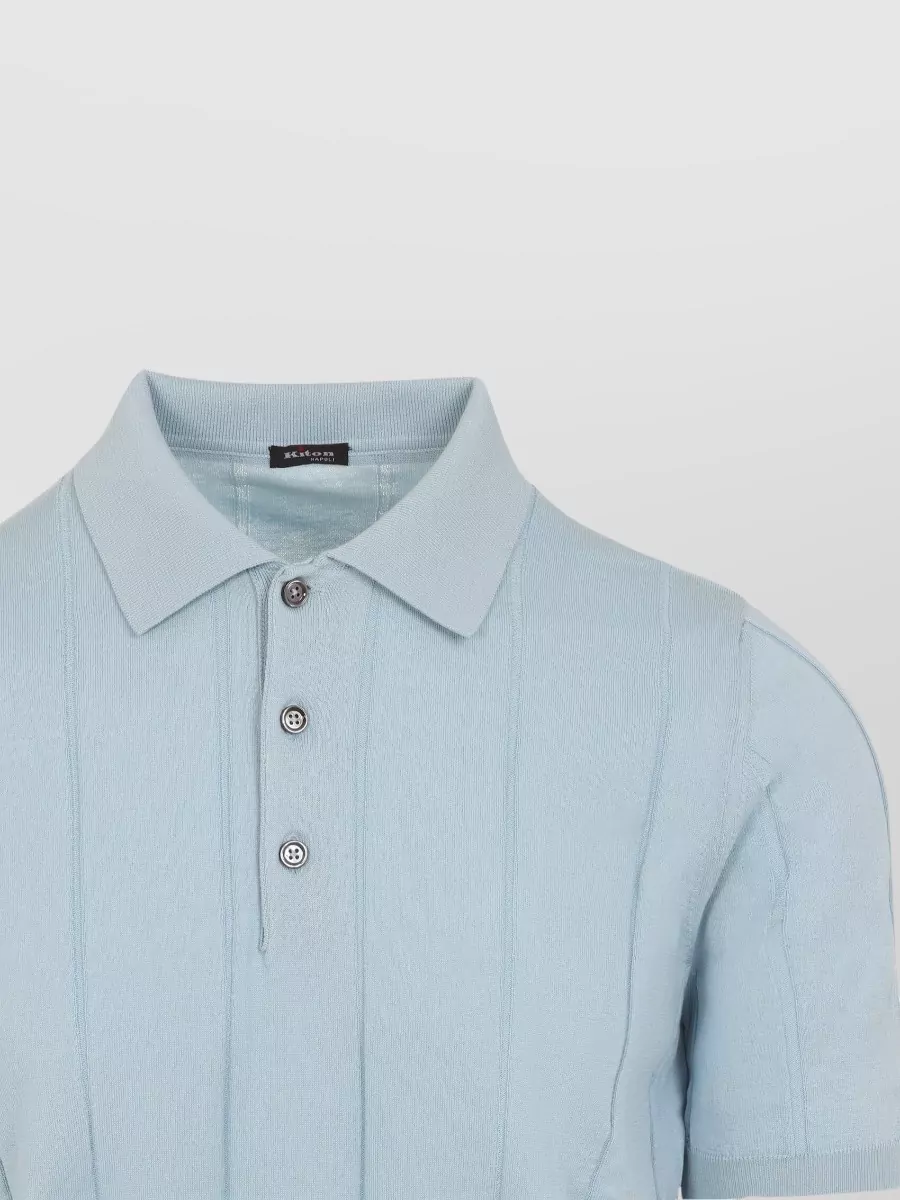 Kiton Cotton Polo Shirt Short Sleeves Ribbed Collar Cuffs