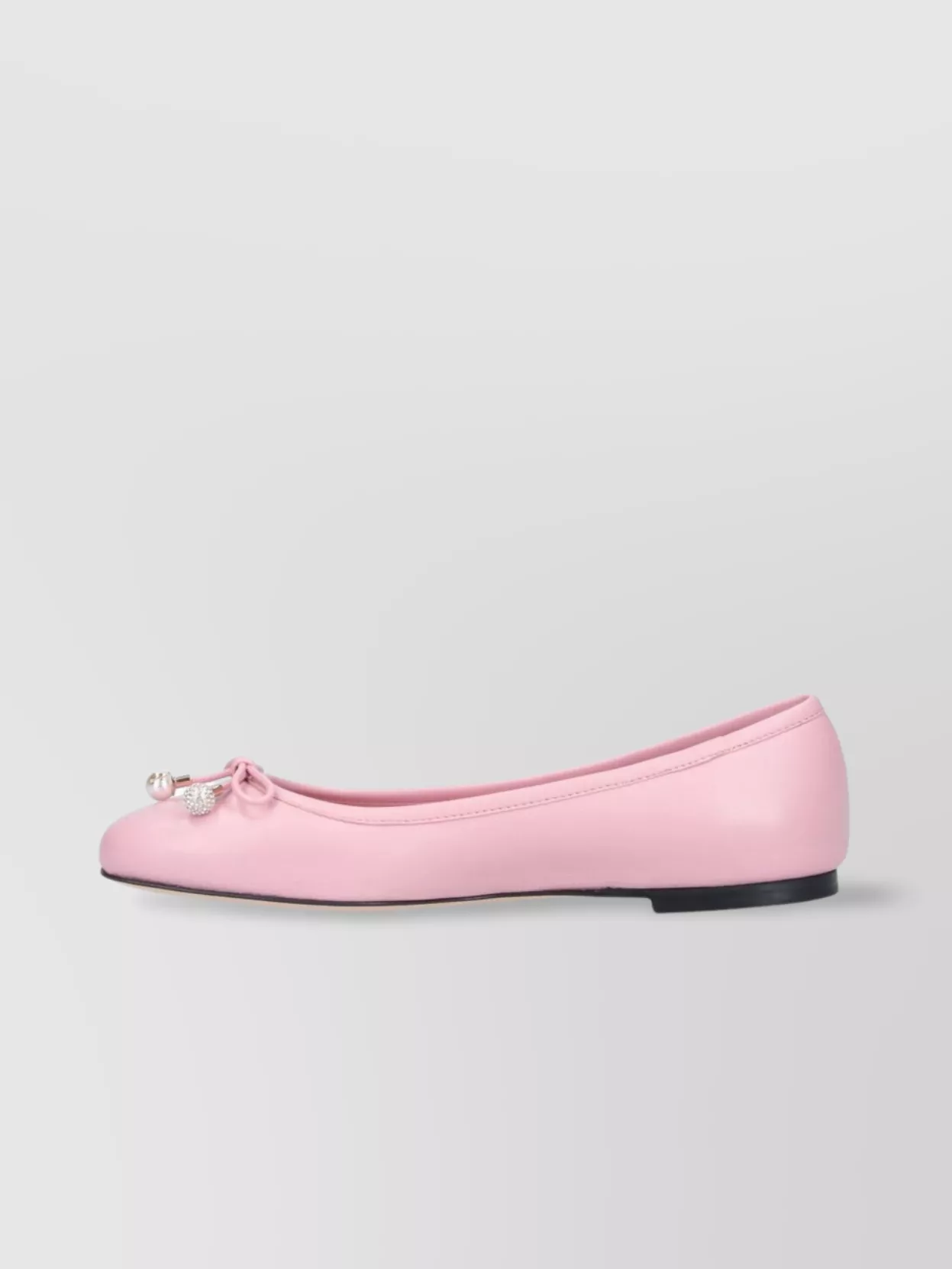 Jimmy Choo Elme Leather Bow Ballerina Flats In Pink