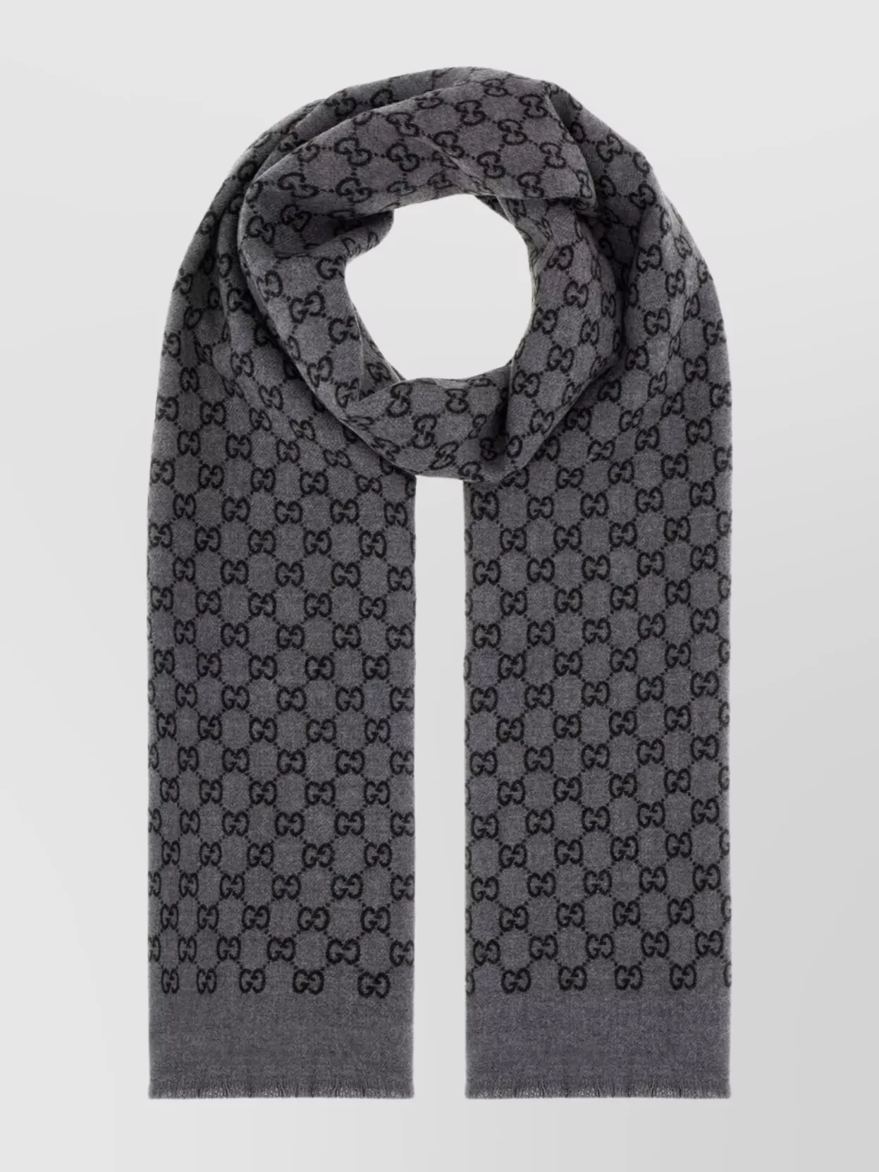 Gucci Wool Scarf With Embroidered Fringed Edges