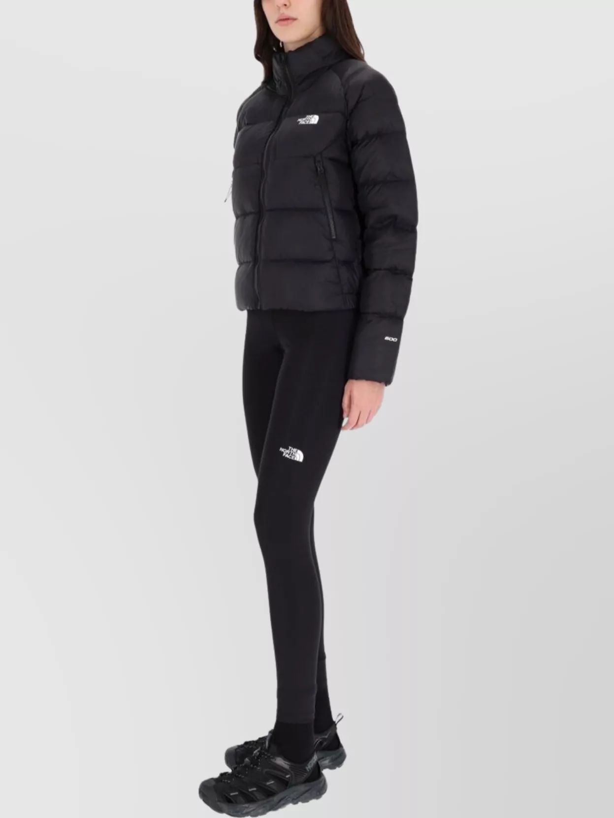 The North Face Quilted Jacket With High Collar And Pockets In Black