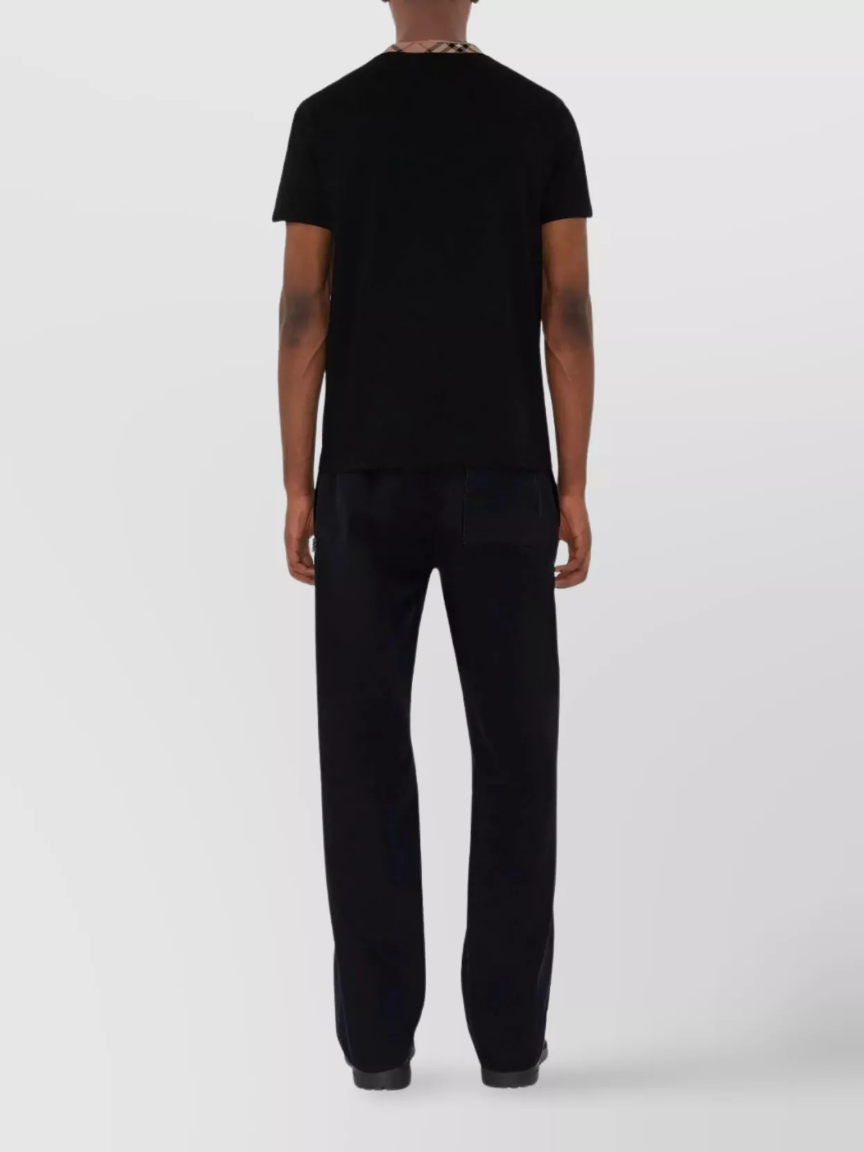 Burberry Check Trim T-Shirt Rib-Knit Neckline
