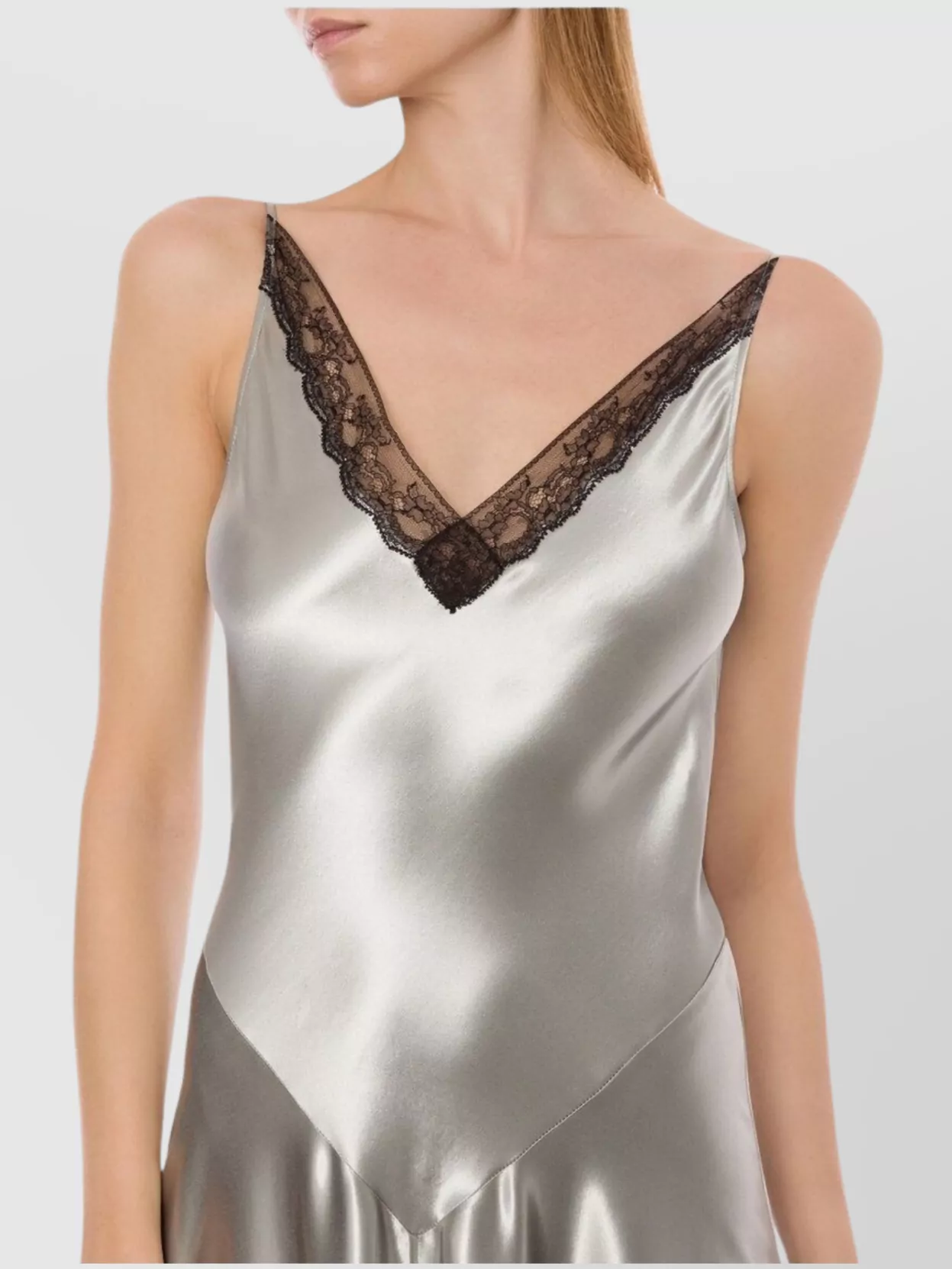 Alberta Ferretti Backless Satin Long Sleeve Floor-Length Dress