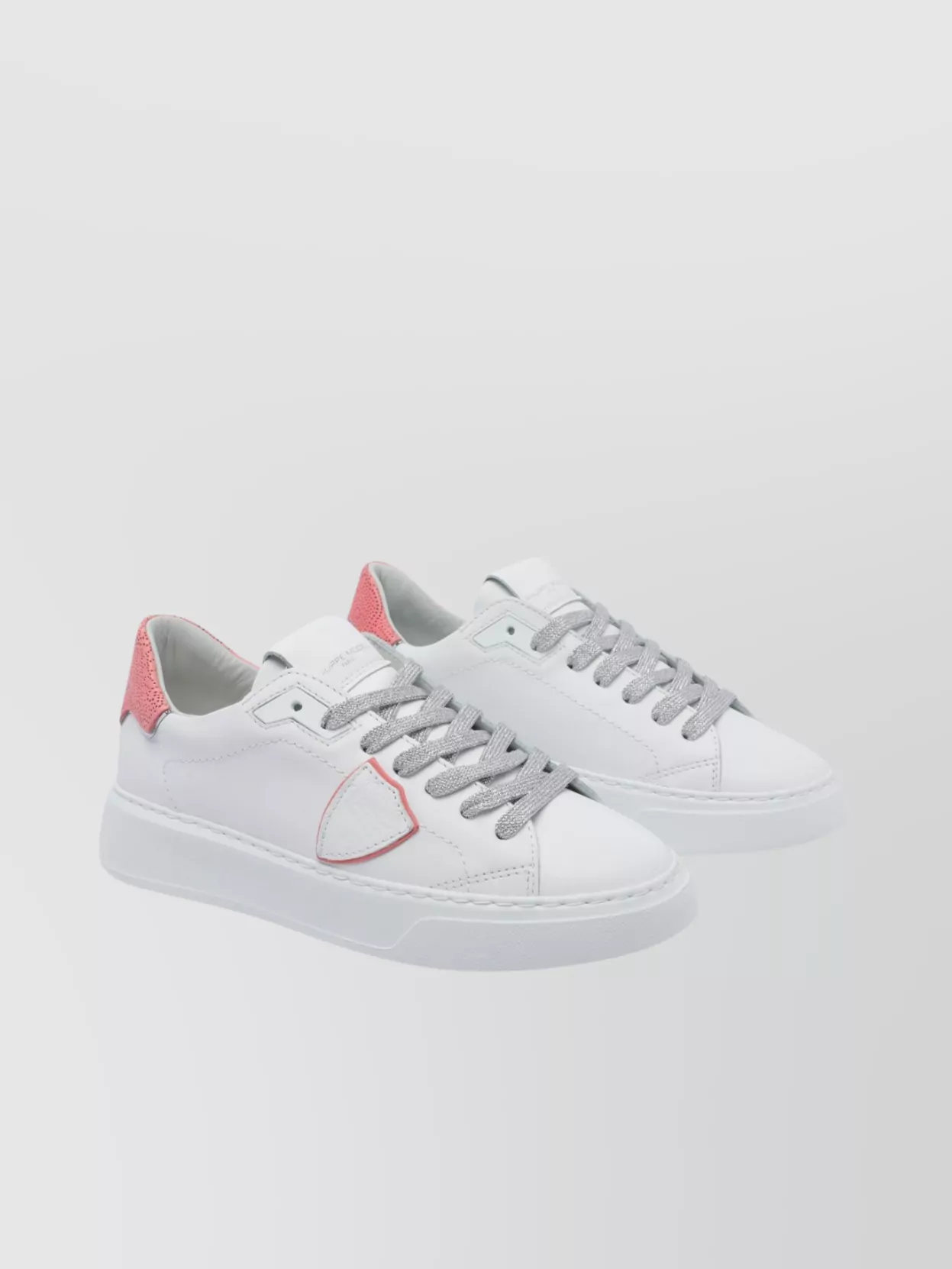 Philippe Model Low Top Leather Sneakers With Contrast Heel Tab