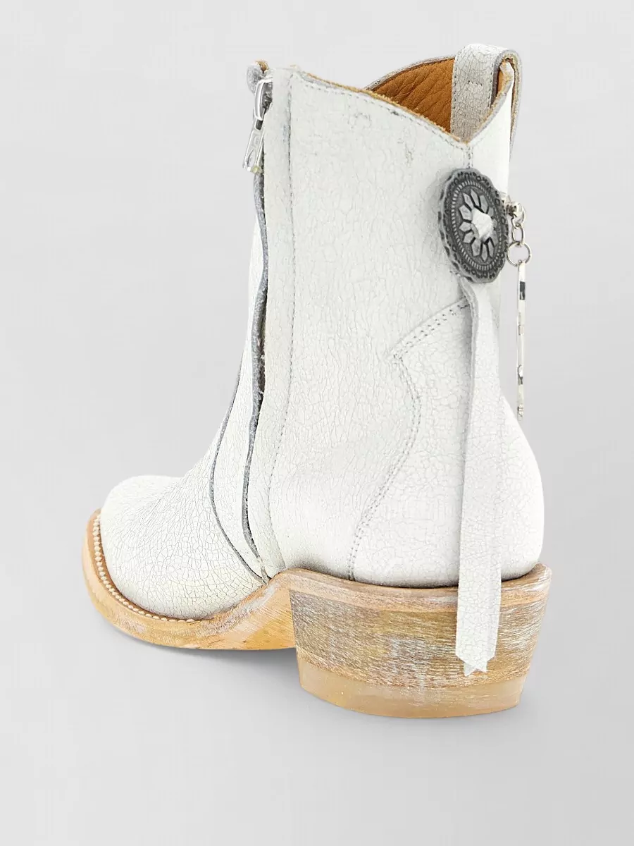 Comme Des Garçons Leather Embroidered Ankle Boots
