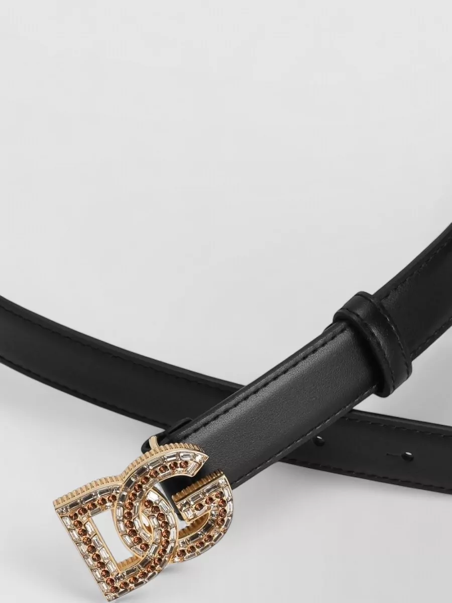 Dolce & Gabbana Adjustable Belt Gold Tone Hardware Loop In Black